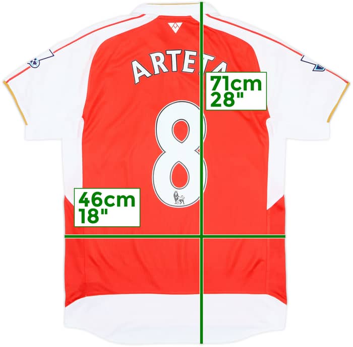 2015-16 Arsenal Home Shirt Arteta #8 - 8/10 - (S)