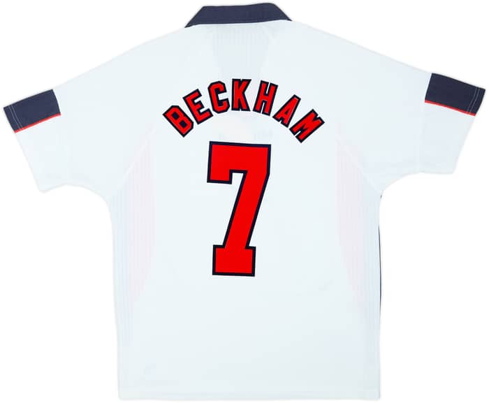 1997-99 England Home Shirt Beckham #7 - 6/10 - (L)
