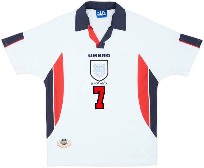 1997-99 England Home Shirt Beckham #7 - 6/10 - (L)