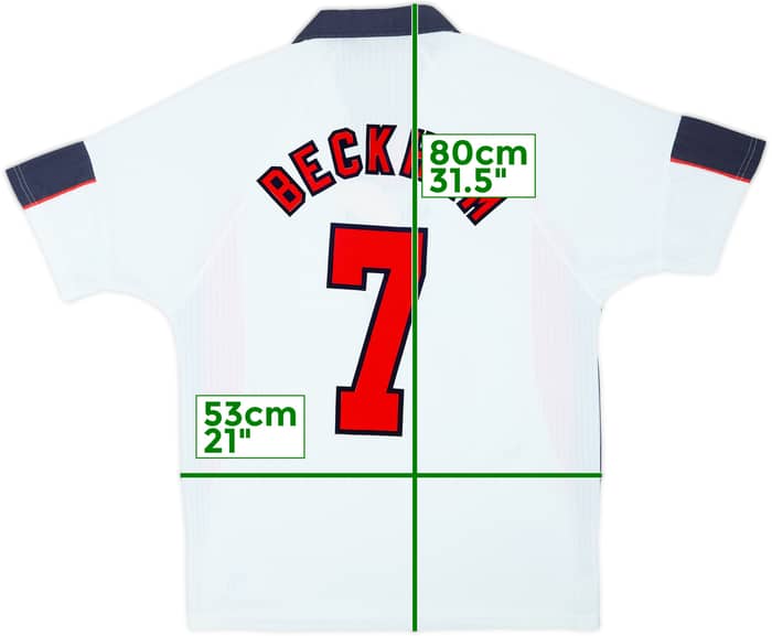 1997-99 England Home Shirt Beckham #7 - 6/10 - (L)
