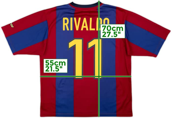 1998-00 Barcelona Basic Home Shirt Rivaldo #11 - 7/10 - (M)