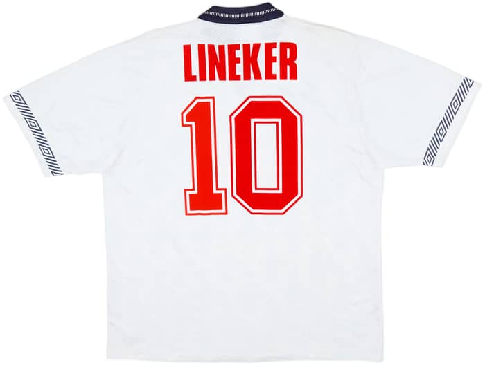 1990-92 England Home Shirt Lineker #10 - 9/10 - (L)