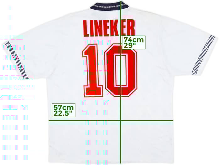 1990-92 England Home Shirt Lineker #10 - 9/10 - (L)