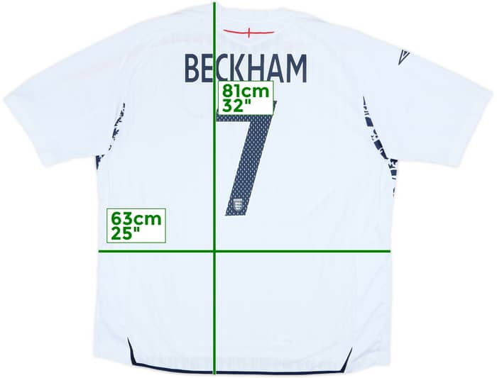 2007-09 England Home Shirt Beckham #7 - 6/10 - (3XL)