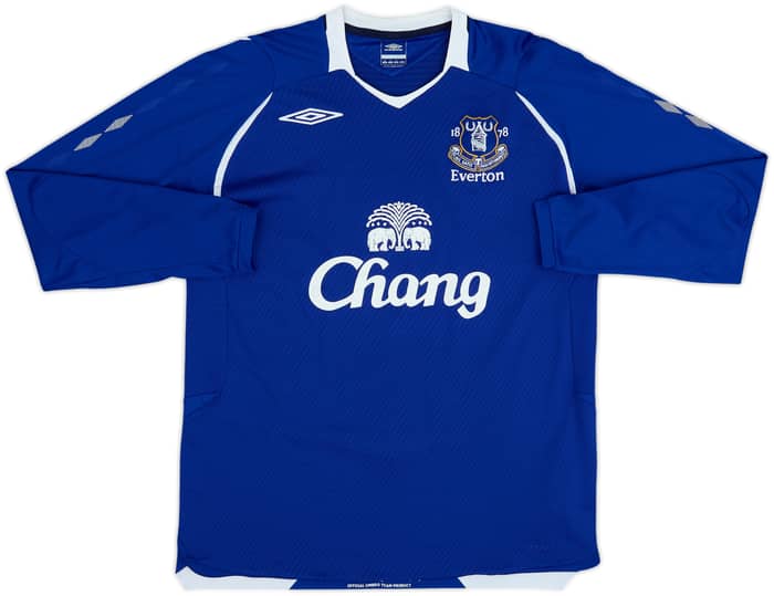 2008-09 Everton Home L/S Shirt Lescott #5 - 8/10 - (M)