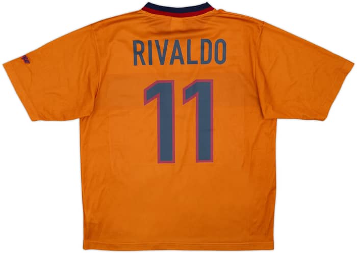 Camiseta Básica de visitante del Barcelona 1998-00 Rivaldo #11 - 8/10 - (L)