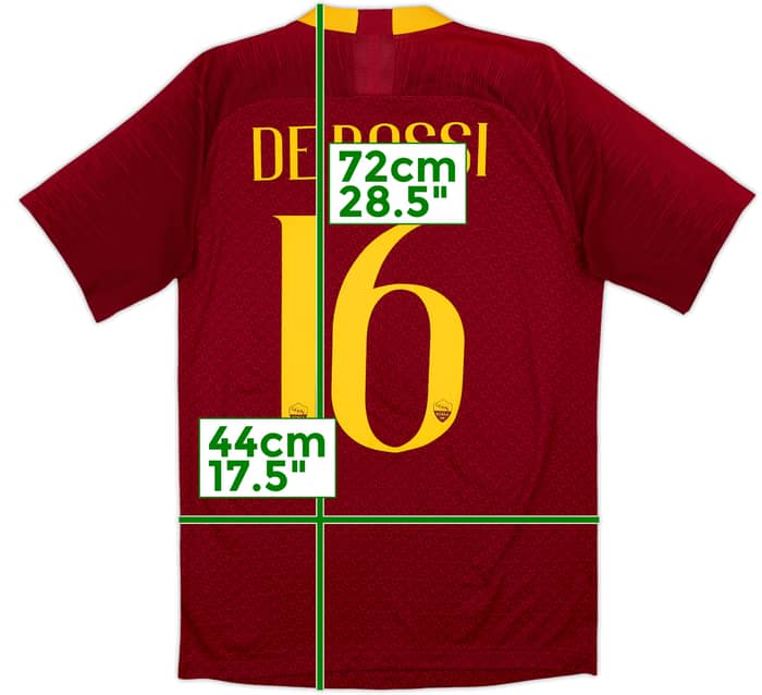 2018-19 Roma Authentic Home Shirt De Rossi #16 - 9/10 - (S)
