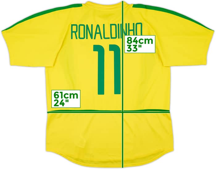 2002-04 Brazil Home Shirt Ronaldinho #11 - 9/10 - (XXL)