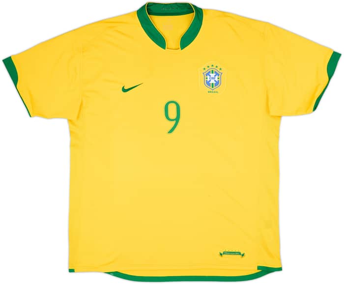 2006-08 Brazil Home Shirt Ronaldo #9 - 7/10 - (XXL)