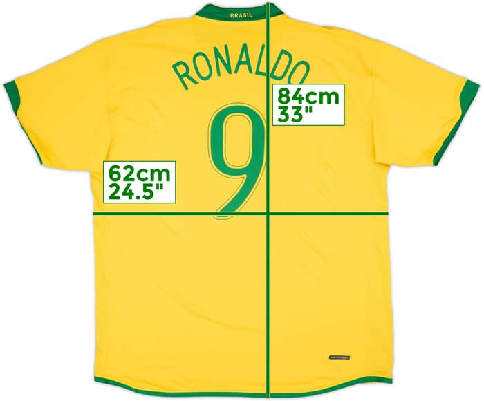 2006-08 Brazil Home Shirt Ronaldo #9 - 7/10 - (XXL)