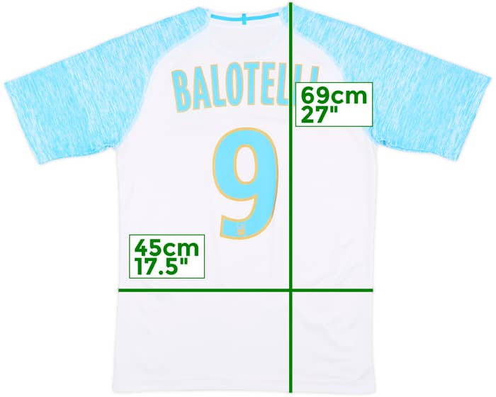 2018-19 Olympique Marseille Home Shirt Balotelli #9 - 8/10 - (S)