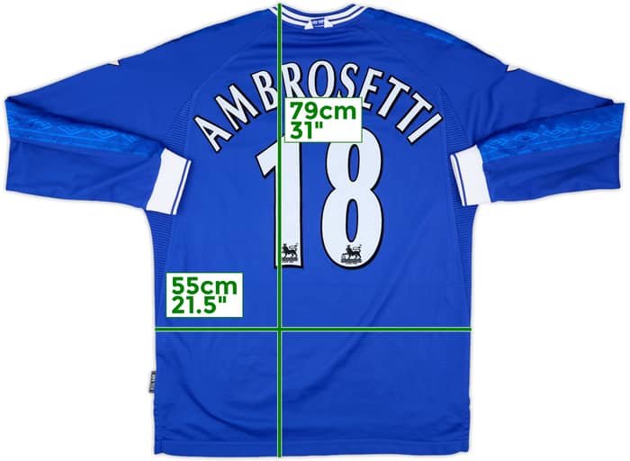 1999-00 Chelsea Match Issue Home L/S Shirt Ambrosetti #18