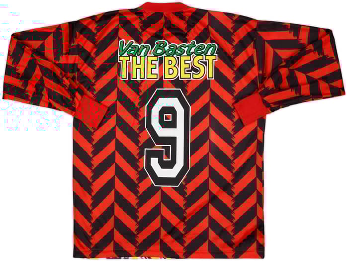 1990s AC Milan Graphic Fan L/S Shirt Van Basten 'The Best' #9 - 8/10 - (L)