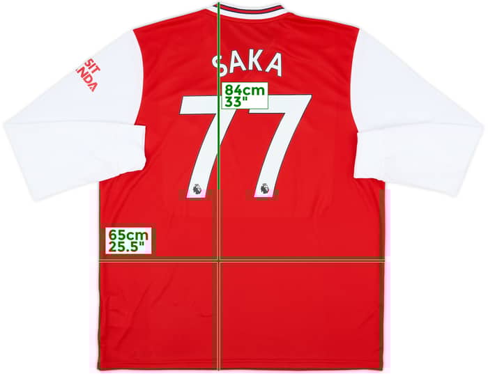 2019-20 Arsenal Home L/S Shirt Saka #77 - 8/10 - (XXL)