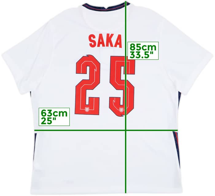 2020-22 England Home Shirt Saka #25 - 8/10 - (XXL)