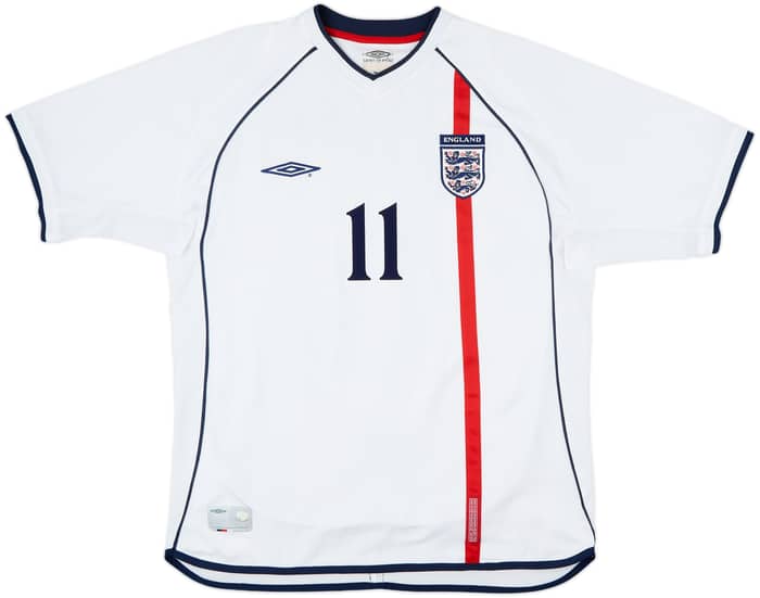 2001-03 England Home Shirt Heskey #11 - 8/10 - (L)
