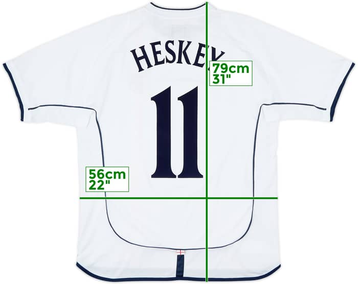 2001-03 England Home Shirt Heskey #11 - 8/10 - (L)