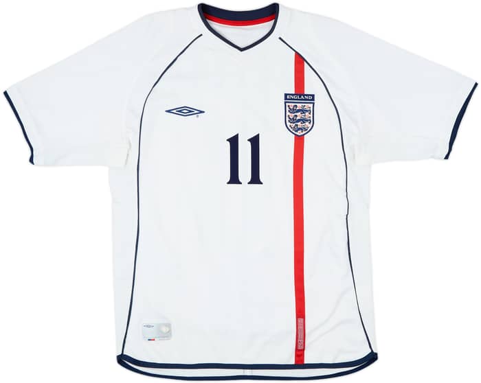 2001-03 England Home Shirt Heskey #11 - 8/10 - (L)