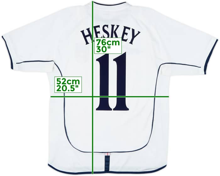 2001-03 England Home Shirt Heskey #11 - 8/10 - (L)