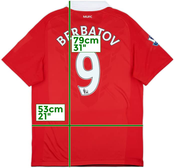 2010-11 Manchester United Home Shirt Berbatov #9 - 9/10 - (L)