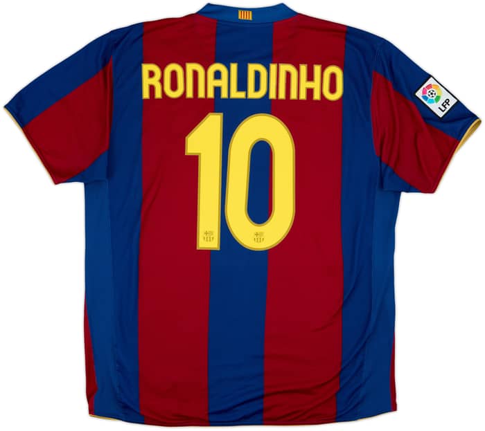 2007-08 Barcelona Home Shirt Ronaldinho #10 - 7/10 - (XL)
