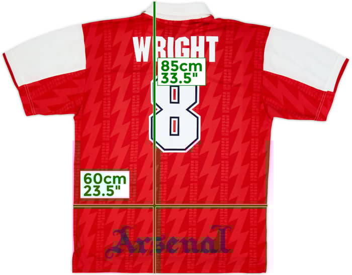 1994-96 Arsenal Home Shirt Wright #8 - 8/10 - (XL)