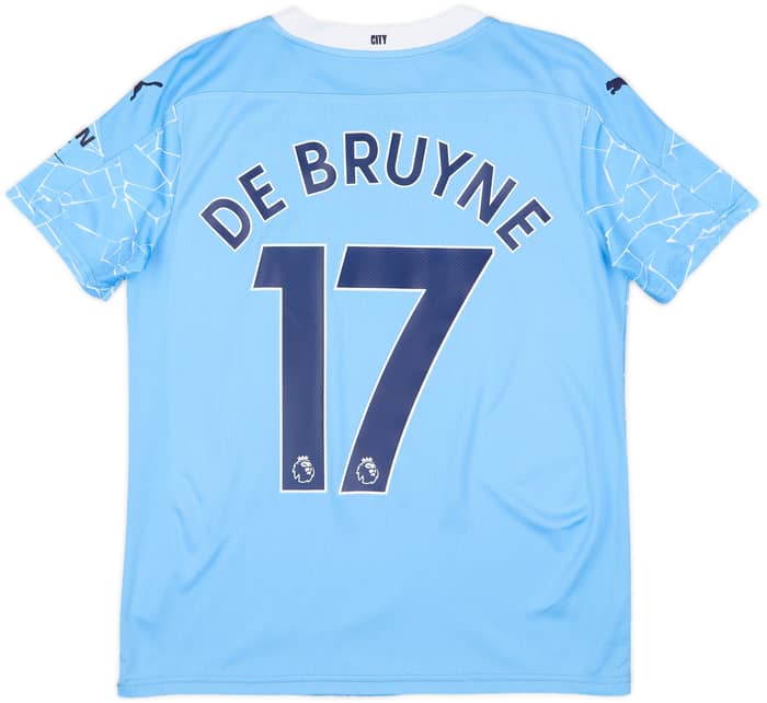 2020-21 Manchester City Home Shirt De Bruyne #17 - 8/10 - (L.Boys)