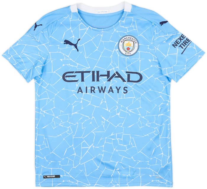 2020-21 Manchester City Home Shirt De Bruyne #17 - 8/10 - (L.Boys)