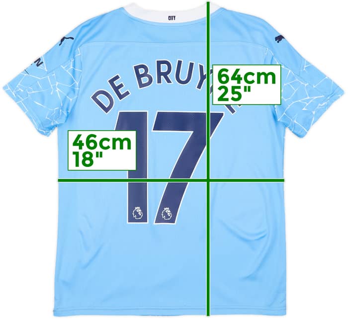 2020-21 Manchester City Home Shirt De Bruyne #17 - 8/10 - (L.Boys)