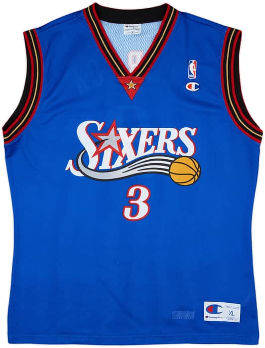 1999-00 Philadelphia 76ers Iverson #3 Champion Alternate Jersey - 9/10 - (XL)