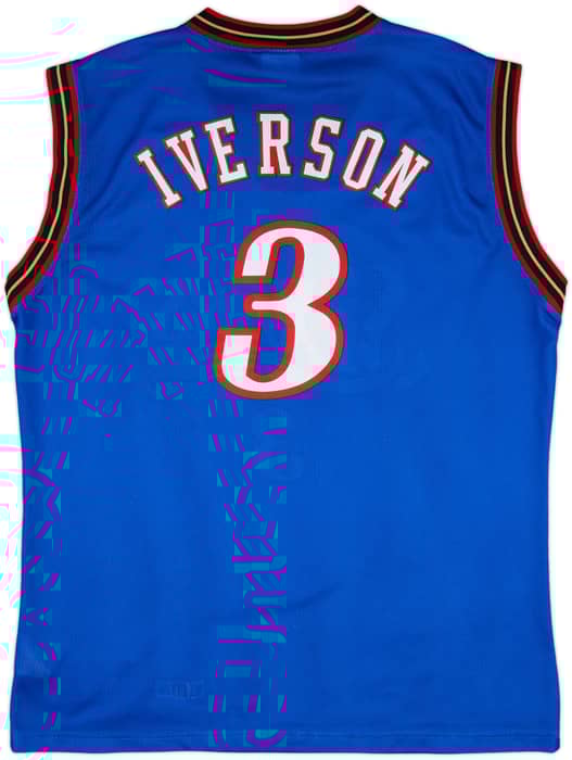 1999-00 Philadelphia 76ers Iverson #3 Champion Alternate Jersey - 9/10 - (XL)