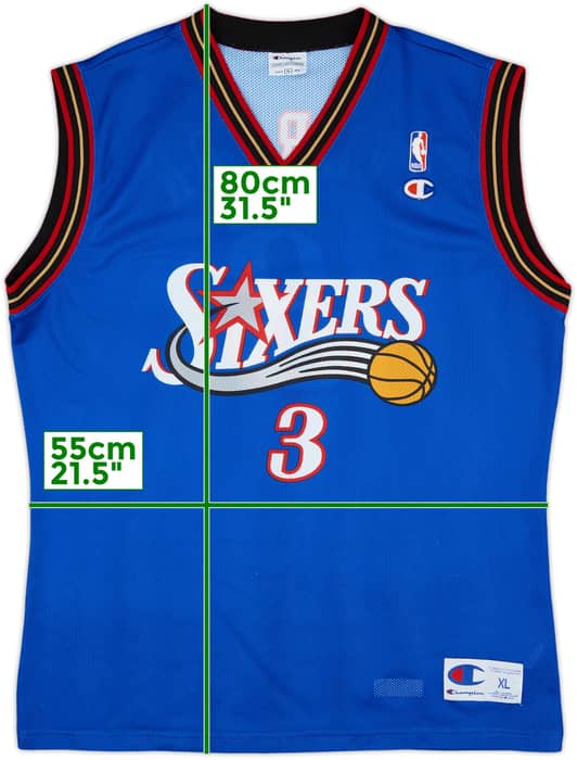 1999-00 Philadelphia 76ers Iverson #3 Champion Alternate Jersey - 9/10 - (XL)