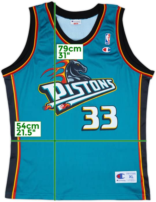 1996-00 Detroit Pistons Hill #33 Champion Away Jersey - 9/10 - (XL)