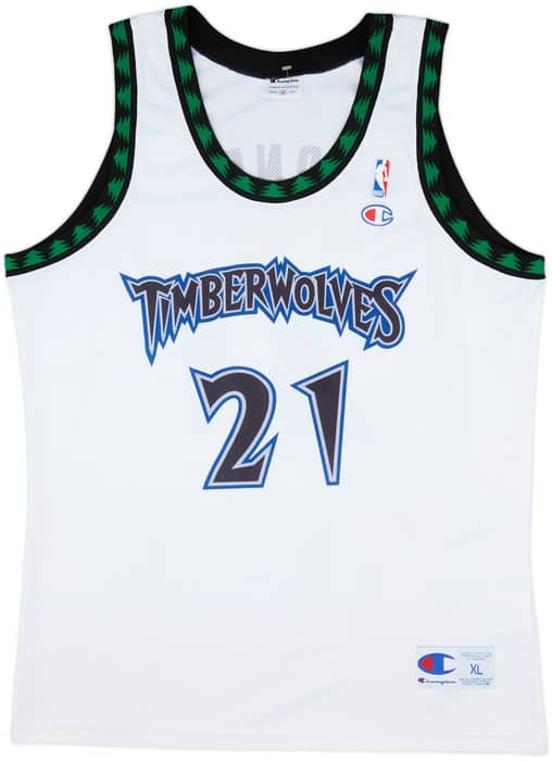 1996-07 Minnesota Timberwolves Garnett #21 Champion Home Jersey - 9/10 - (XL)