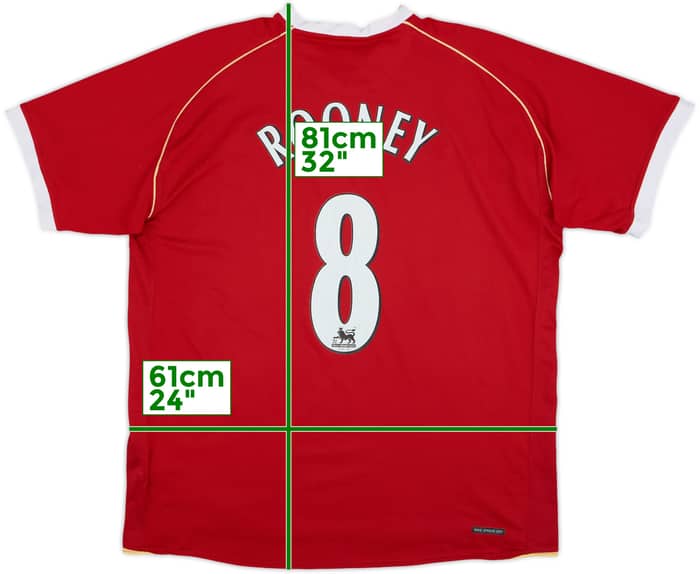 2006-07 Manchester United Home Shirt Rooney #8 - 8/10 - (XL)