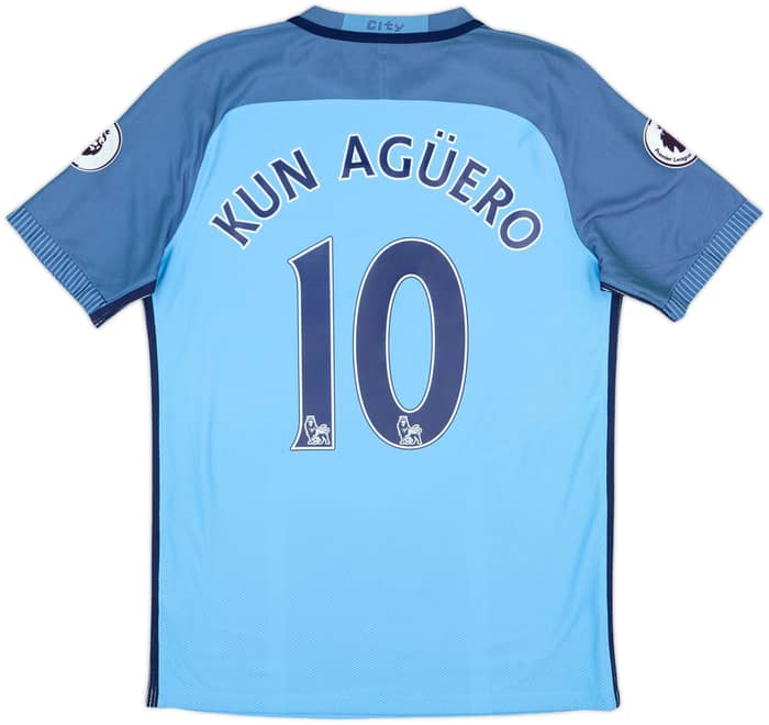 2016-17 Manchester City Authentic Home Shirt Kun Aguero #10 - 3/10 - (M)