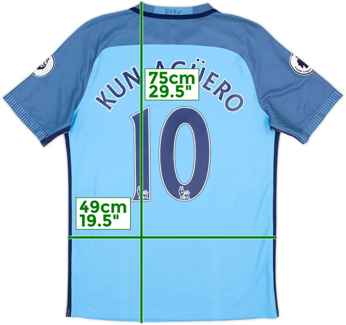 2016-17 Manchester City Authentic Home Shirt Kun Aguero #10 - 3/10 - (M)