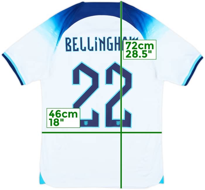 2022-23 England Home Shirt Bellingham #22 - 8/10 - (S)