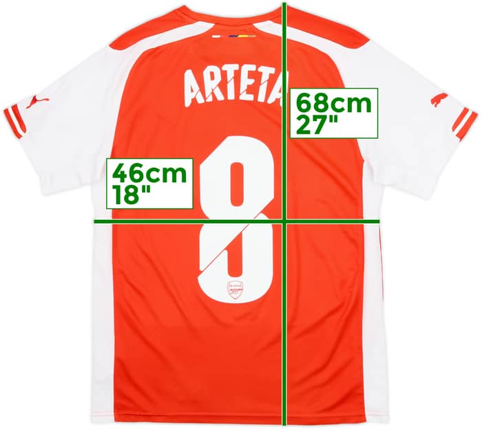 2014-15 Arsenal Home Shirt Arteta #8 - 8/10 - (S)