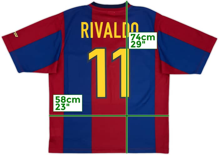 1998-00 Barcelona Basic Home Shirt Rivaldo #11 - 8/10 - (L)