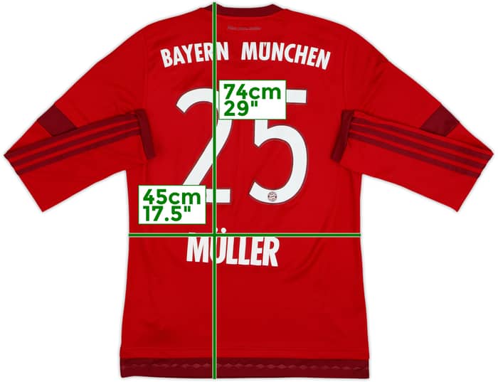 2015-16 Bayern Munich Home L/S Shirt Muller #25 - 5/10 - (S)