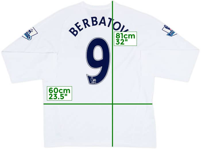 2007-08 Tottenham Home L/S Shirt Berbatov #9 - 8/10 - (XL)