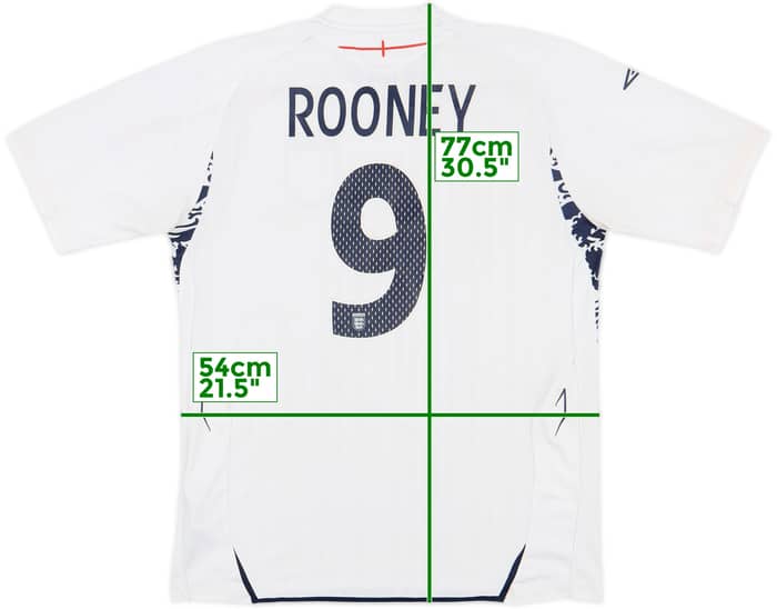 2007-09 England Home Shirt Rooney #9 - 6/10 - (L)