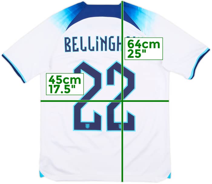 2022-23 England Home Shirt Bellingham #22 - 8/10 - (XL.Boys)
