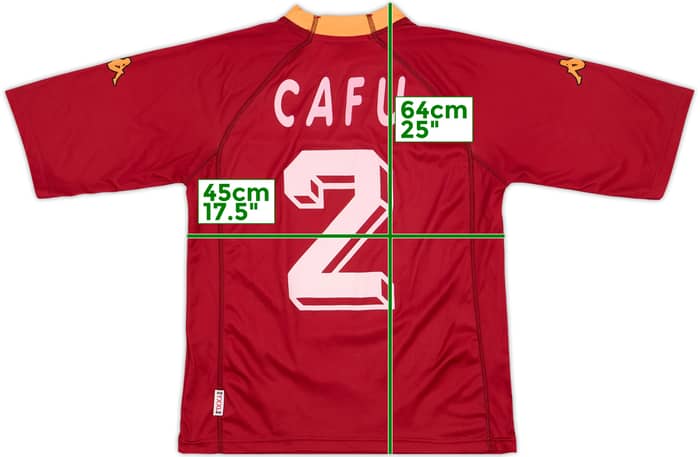 2000-01 Roma Basic Home Shirt Cafu #2 - 7/10 - (XL.Boys)