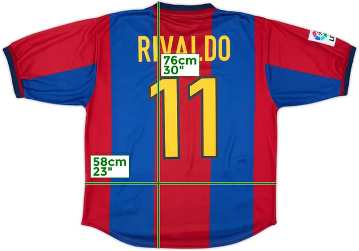 1998-00 Barcelona Home Shirt Rivaldo #11 - 8/10 - (L)