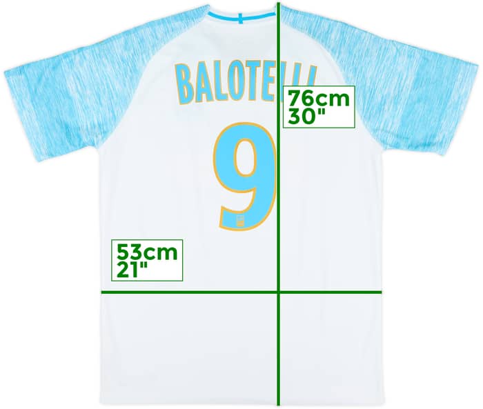 2018-19 Olympique Marseille Home Shirt Balotelli #9 - 6/10 - (L)