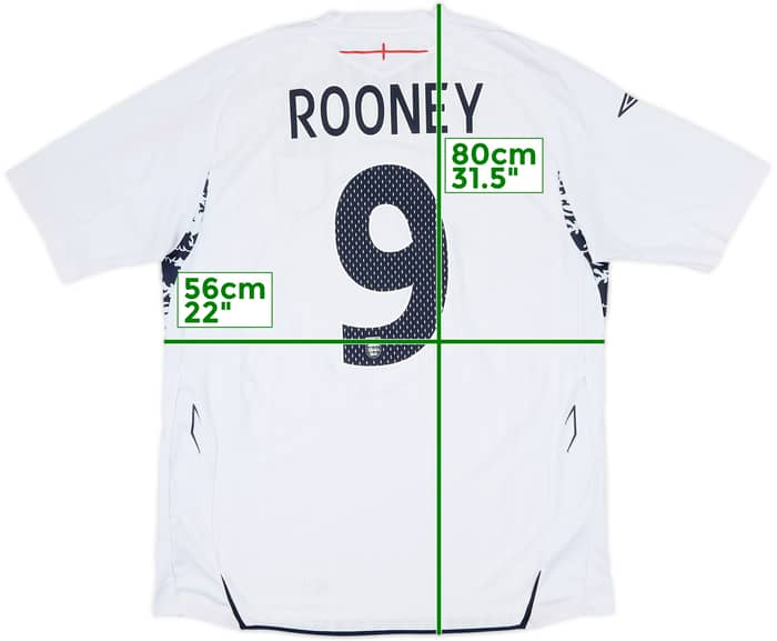 2007-09 England Home Shirt Rooney #9 - 6/10 - (XL)