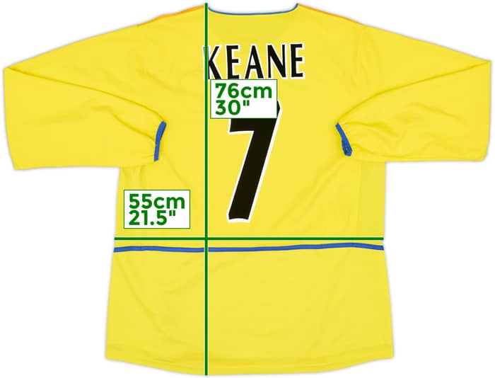 2002-03 Leeds United Camiseta de Manga Larga de Visitante Keane #7 - 8/10 - (L)