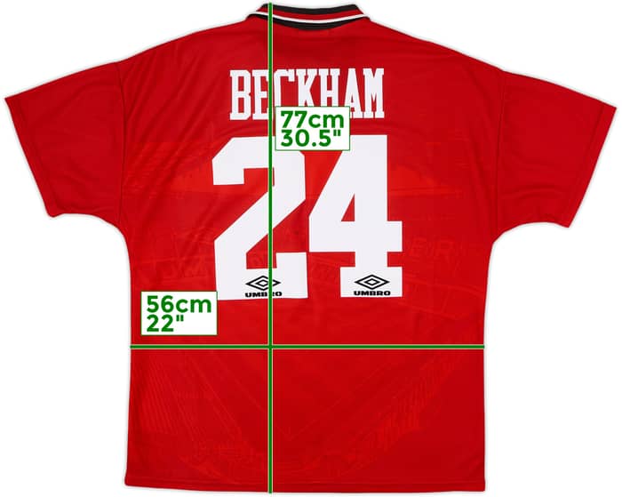 1994-96 Manchester United Home Shirt Beckham #24 - 8/10 - (L)